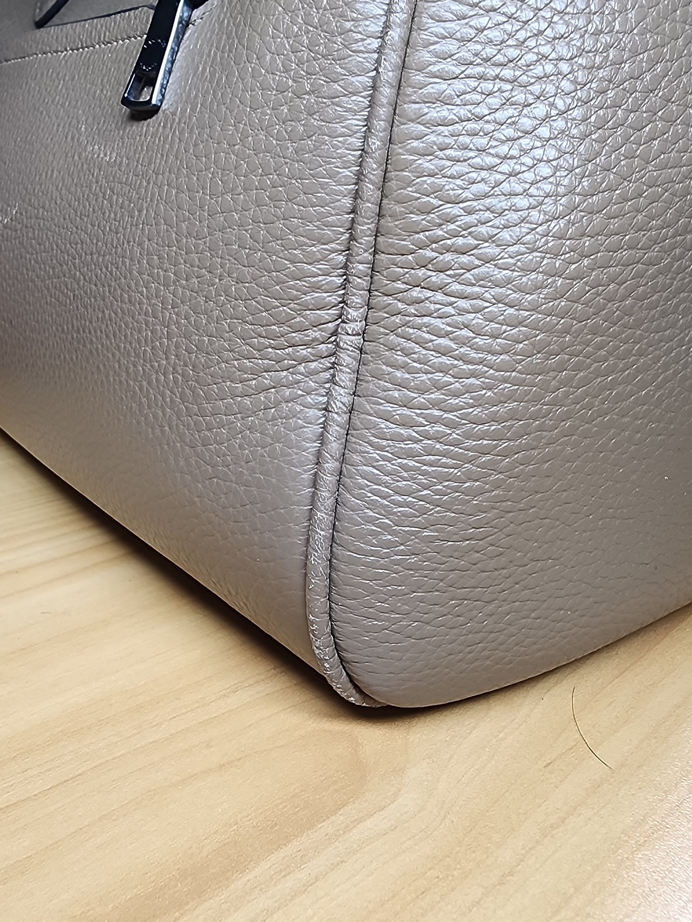 COACH Pebbled Leather Satchel Handbag in Taupe - Picture 8 of 9